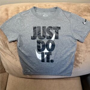 Nike Dri-FIT Kids' 6M (5-6 yrs) Gray 'Just Do It' Short Sleeve Tee